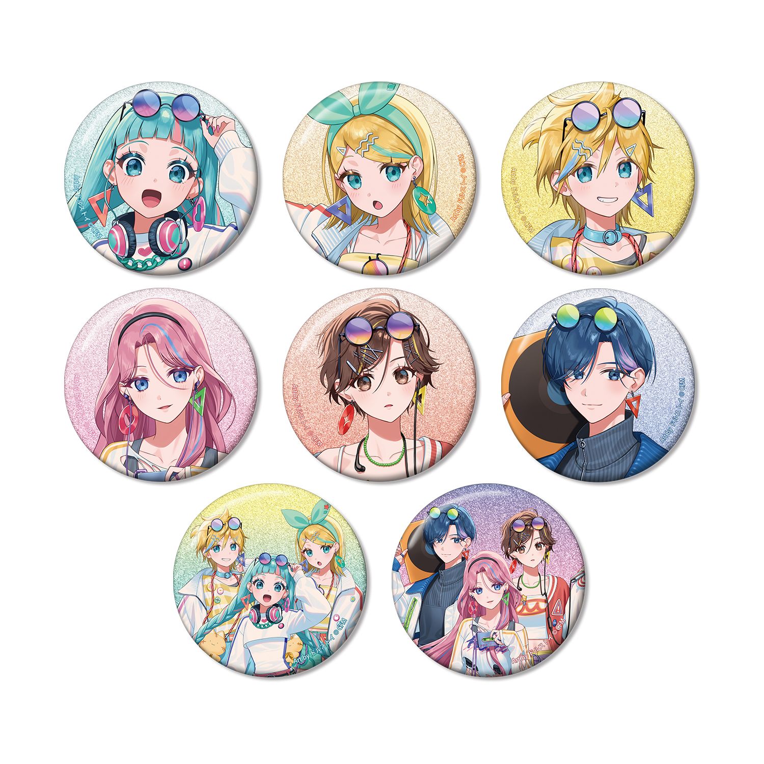 初音ミク 描き下ろし シティポップver. Art by ドルストイ トレーディンググリッター缶バッジ(単位/単品) - AniSmile