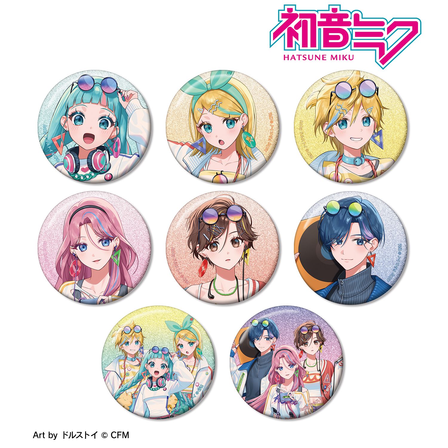 初音ミク 描き下ろし シティポップver. Art by ドルストイ トレーディンググリッター缶バッジ(単位/単品) Image 2 | AniSmile