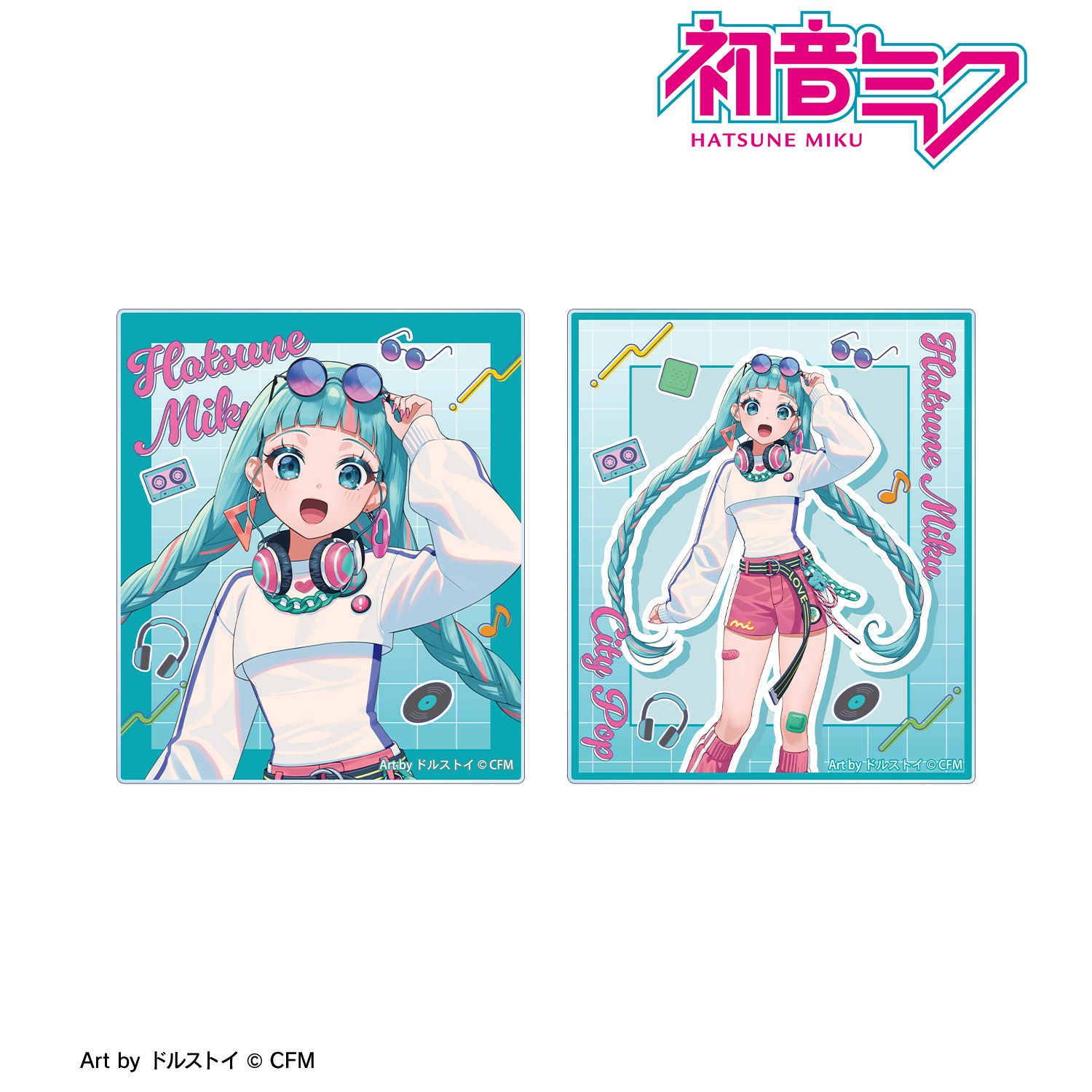 描き下ろし 初音ミク シティポップver. Art by ドルストイ アクリルカード2枚セット 图片 3 | AniSmile