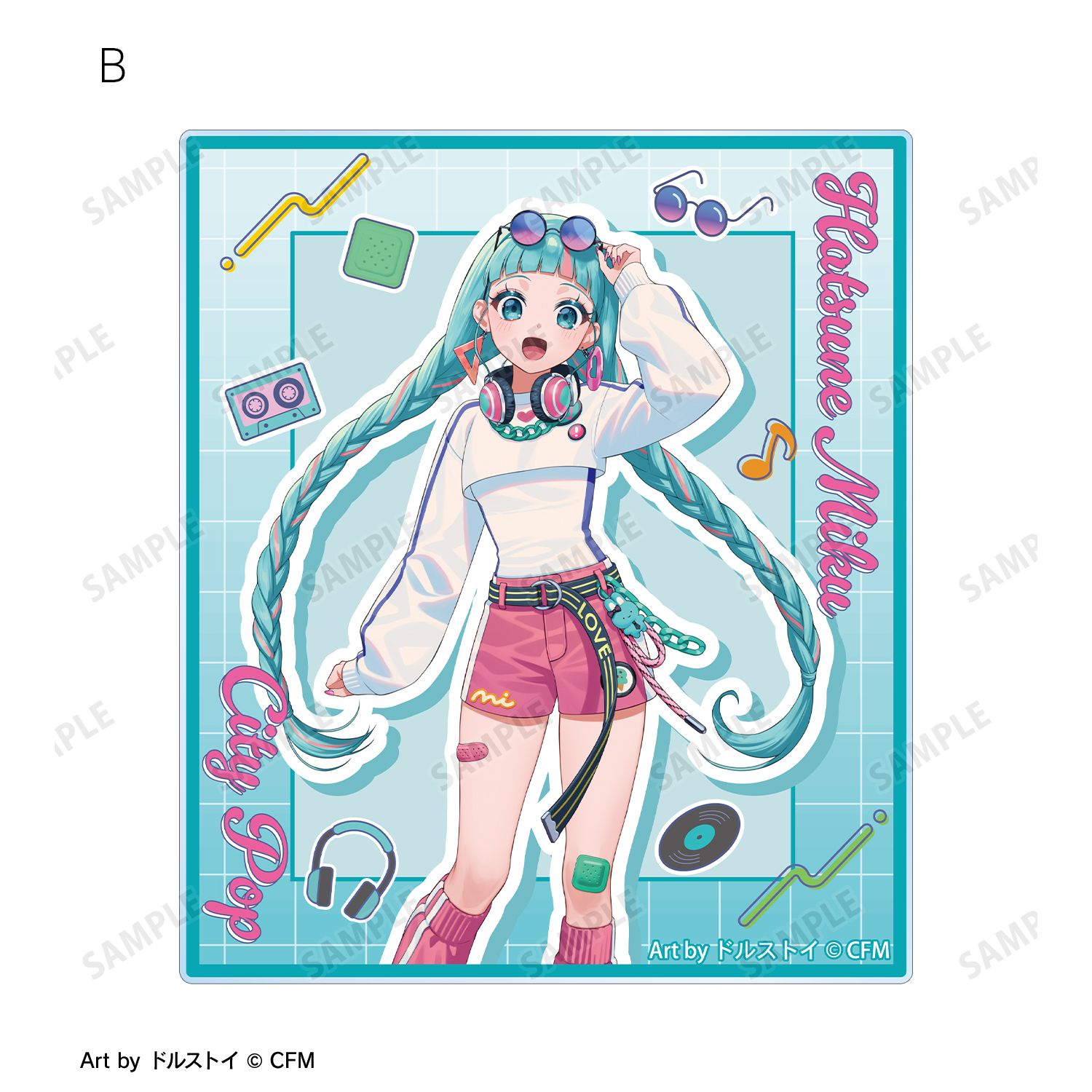 描き下ろし 初音ミク シティポップver. Art by ドルストイ アクリルカード2枚セット 图片 4 | AniSmile