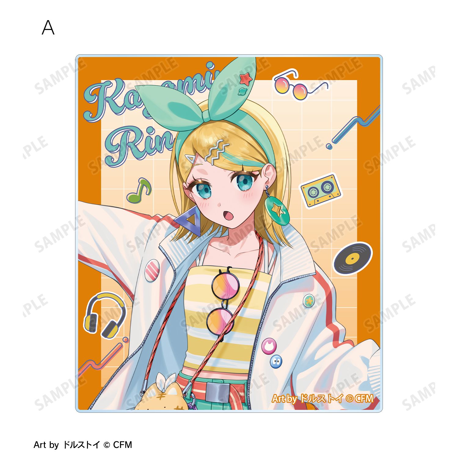 初音ミク 描き下ろし 鏡音リン シティポップver. Art by ドルストイ アクリルカード2枚セット Image 3 | AniSmile