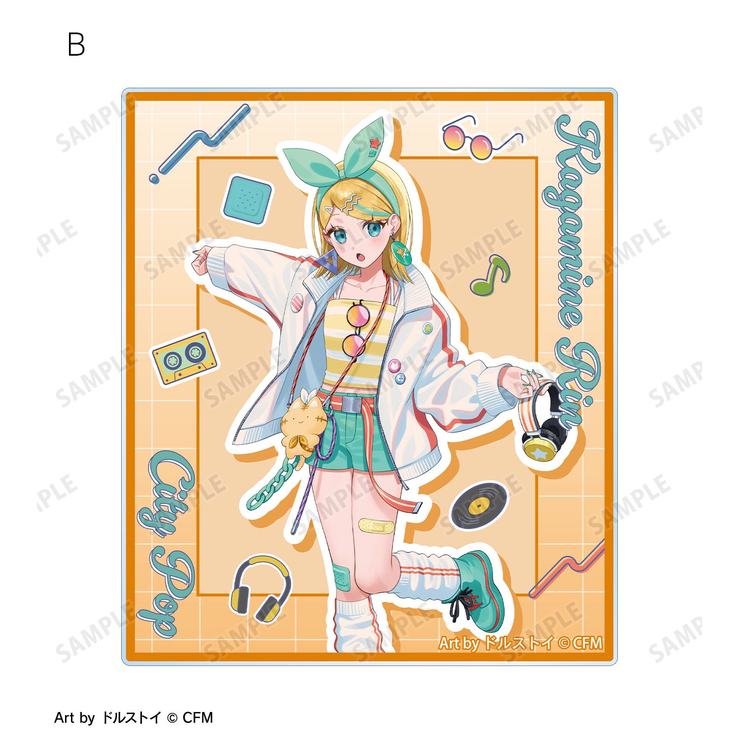 初音ミク 描き下ろし 鏡音リン シティポップver. Art by ドルストイ アクリルカード2枚セット Image 4 | AniSmile