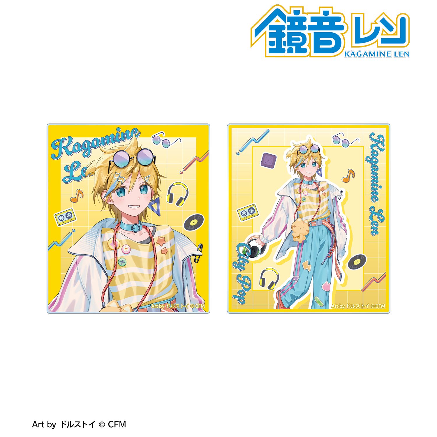 初音ミク 描き下ろし 鏡音レン シティポップver. Art by ドルストイ アクリルカード2枚セット 画像 2 | AniSmile
