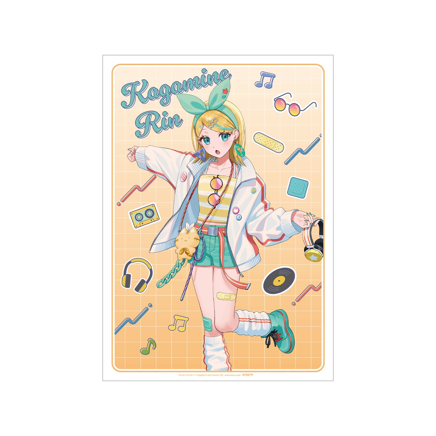 初音ミク 描き下ろし 鏡音リン シティポップver. Art by ドルストイ A3マット加工ポスター 画像 2 | AniSmile