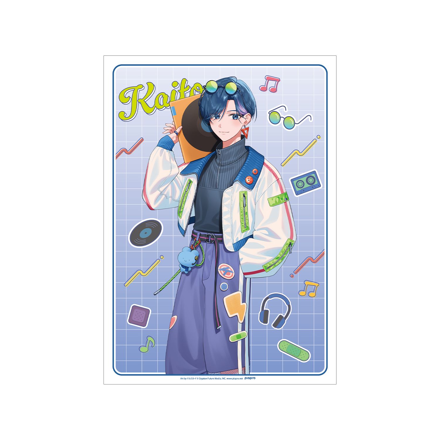初音ミク 描き下ろし KAITO シティポップver. Art by ドルストイ A3マット加工ポスター - official product image | AniSmile
