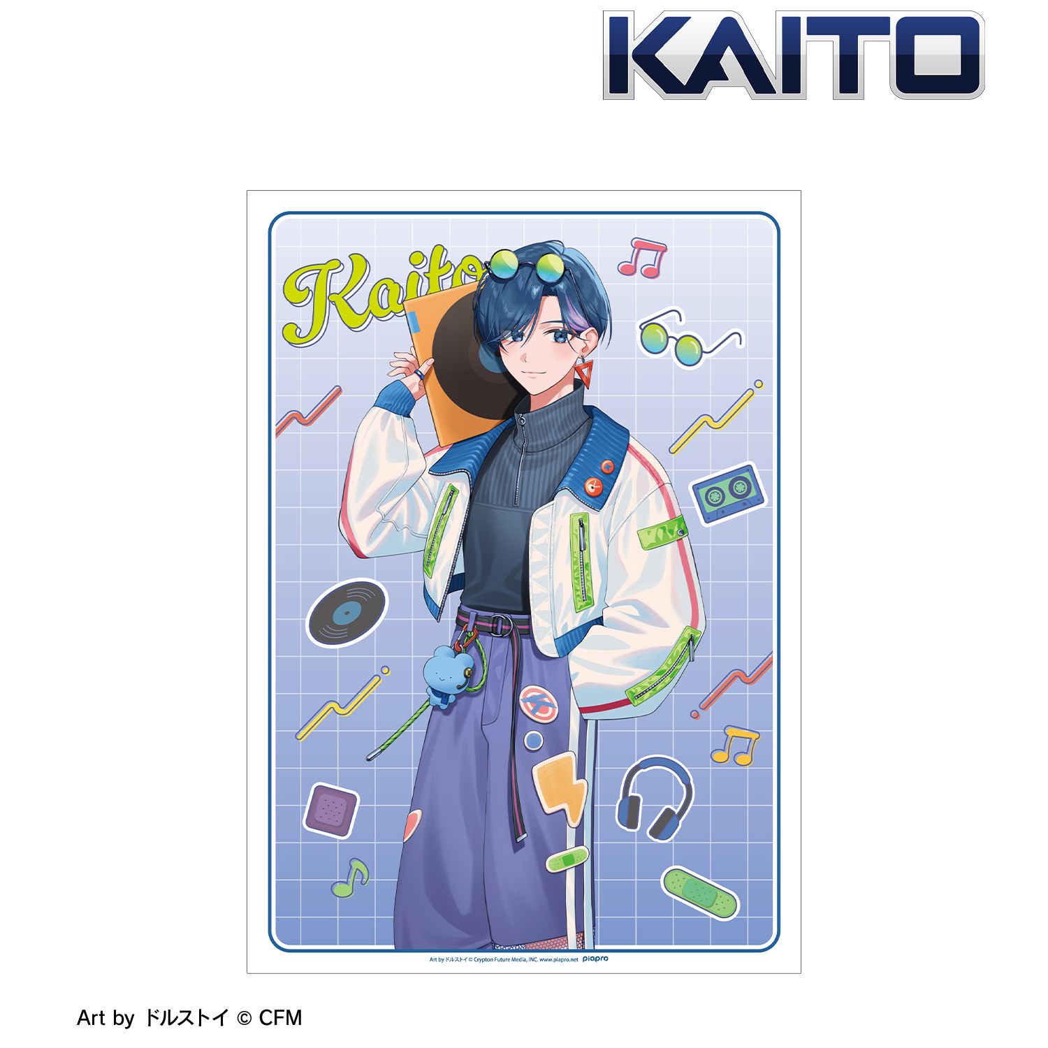 初音ミク 描き下ろし KAITO シティポップver. Art by ドルストイ A3マット加工ポスター Image 2 | AniSmile