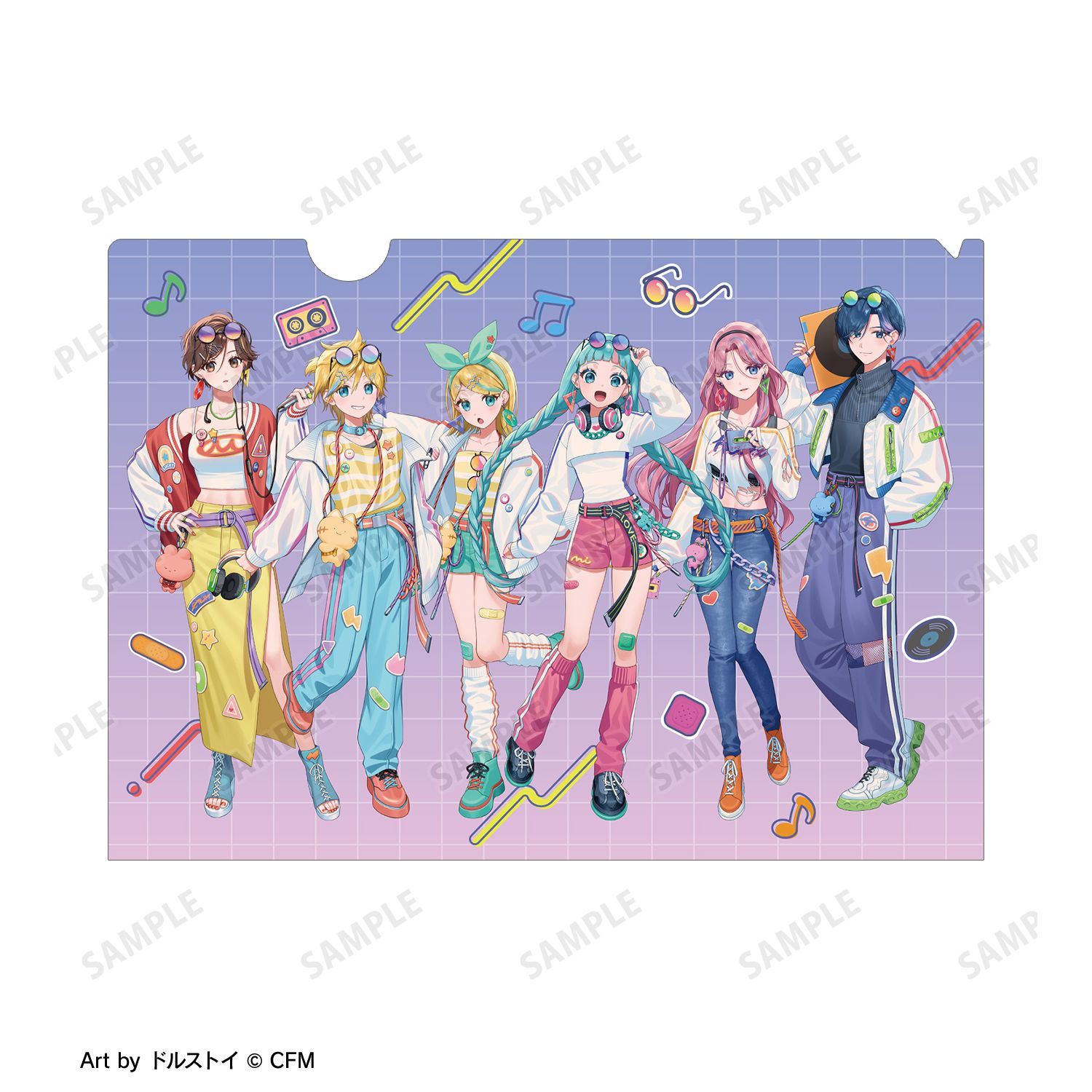 初音ミク 描き下ろし 集合 シティポップver. Art by ドルストイ A4クリアファイル 图片 3 | AniSmile