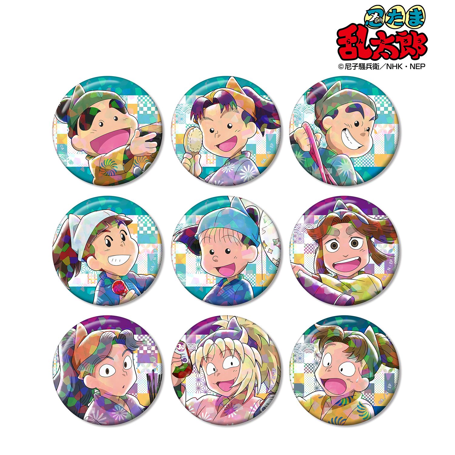 忍たま乱太郎 描き下ろし みんなで商いver. 第2弾 トレーディングホログラム缶バッジ ver.B(単位/単品) 画像 3 | AniSmile