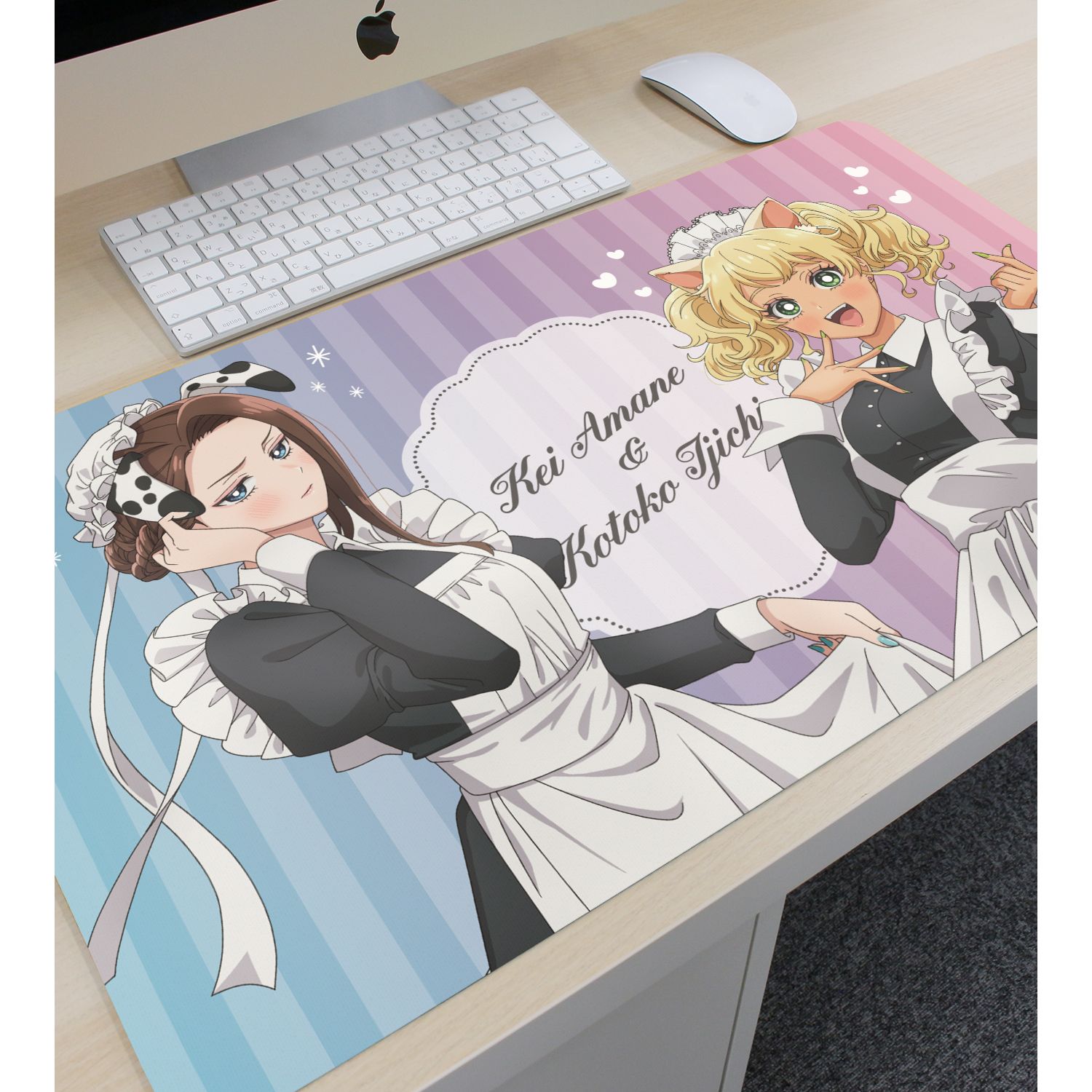 アニメ「オタクに優しいギャルはいない!?」 描き下ろし 天音 慶&伊地知 琴子 動物執事・メイドver. マルチデスクマット 图片 3 | AniSmile