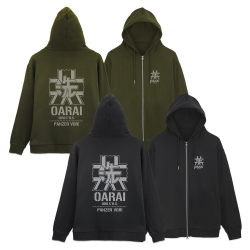 ガールズ&パンツァー 最終章 大洗女子学園 ジップパーカー Ver.3.0/BLACK-XL - AniSmile