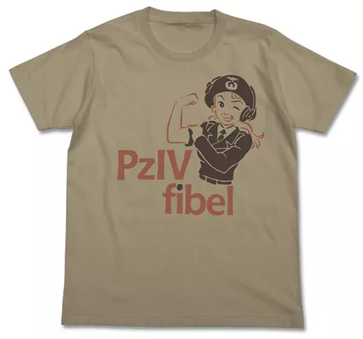 ガールズ&パンツァー IV号戦車マニュアルTシャツ/SAND KHAKI-XL - AniSmile