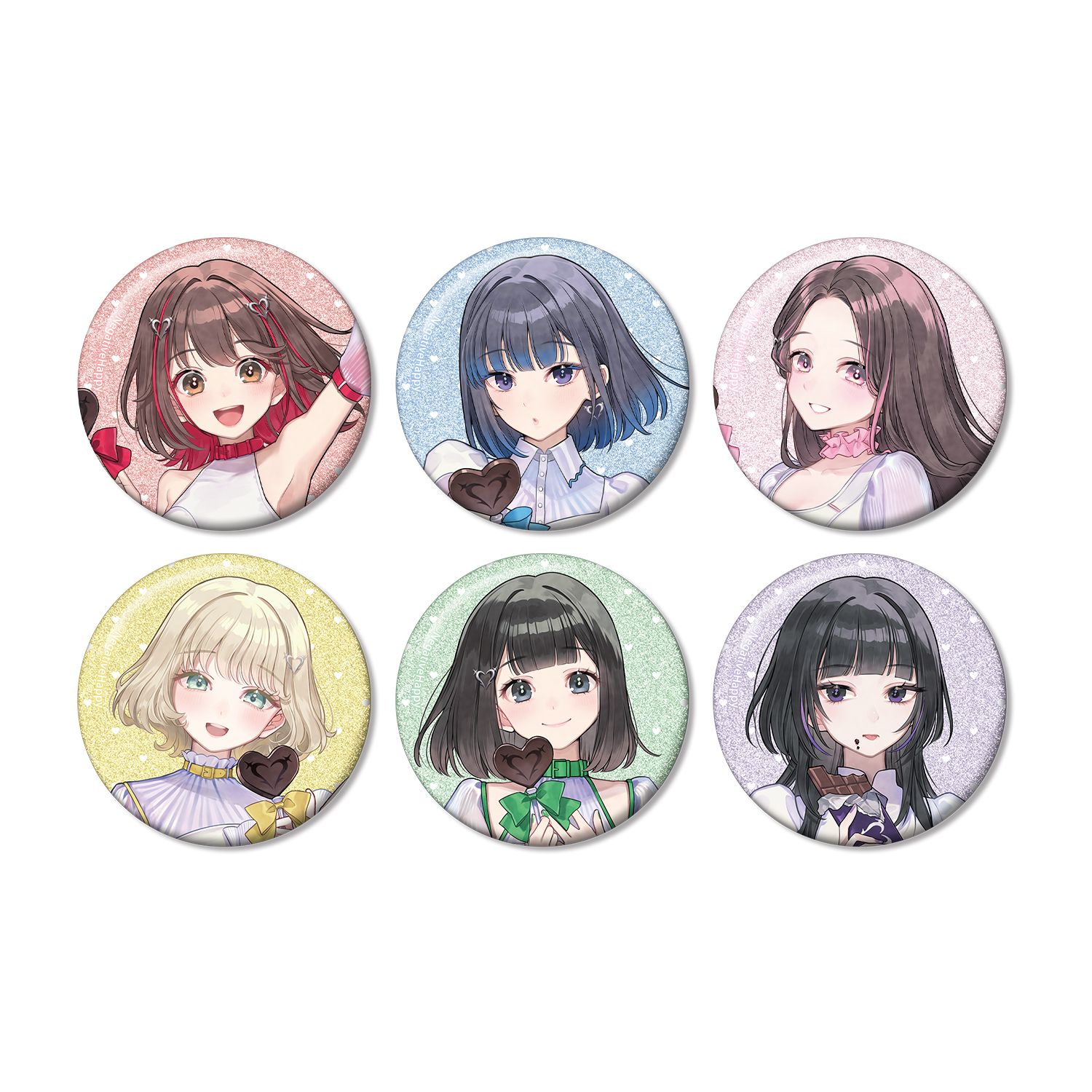 ネガティヴハッピィ 撮り下ろし バレンタインver. トレーディンググリッター缶バッジ(単位/単品) - AniSmile