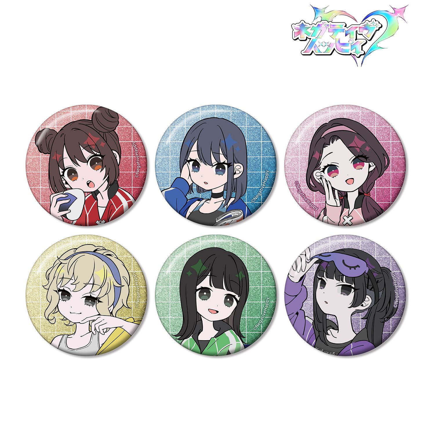 ネガティヴハッピィ 描き下ろし トレーディング ネガティヴver. グリッター缶バッジ(単位/単品) Image 2 | AniSmile
