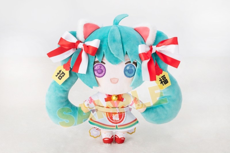 「初音ミク×招き猫」初音ミク 白猫 ぬいぐるみ スタンダード Art by らっす 图片 3 | AniSmile