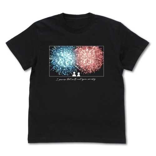 君と花火と約束と Tシャツ/BLACK- - AniSmile