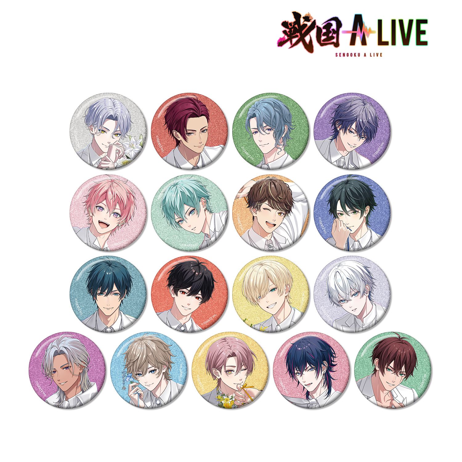 戦国 A LIVE 描き下ろし 3周年衣装ver. トレーディンググリッター缶バッジ(単位/単品) - AniSmile