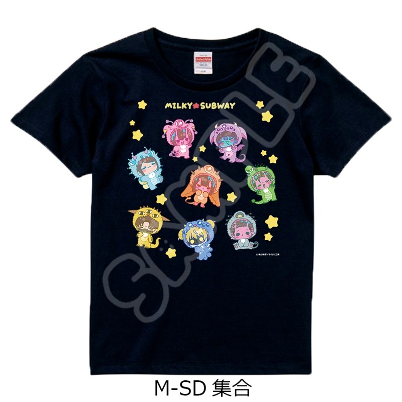 アニメ『銀河特急 ミルキー☆サブウェイ』 Tシャツ(mochocho第2弾) M-SD(集合) ブラック Lサイズ - 官方商品图片 | AniSmile
