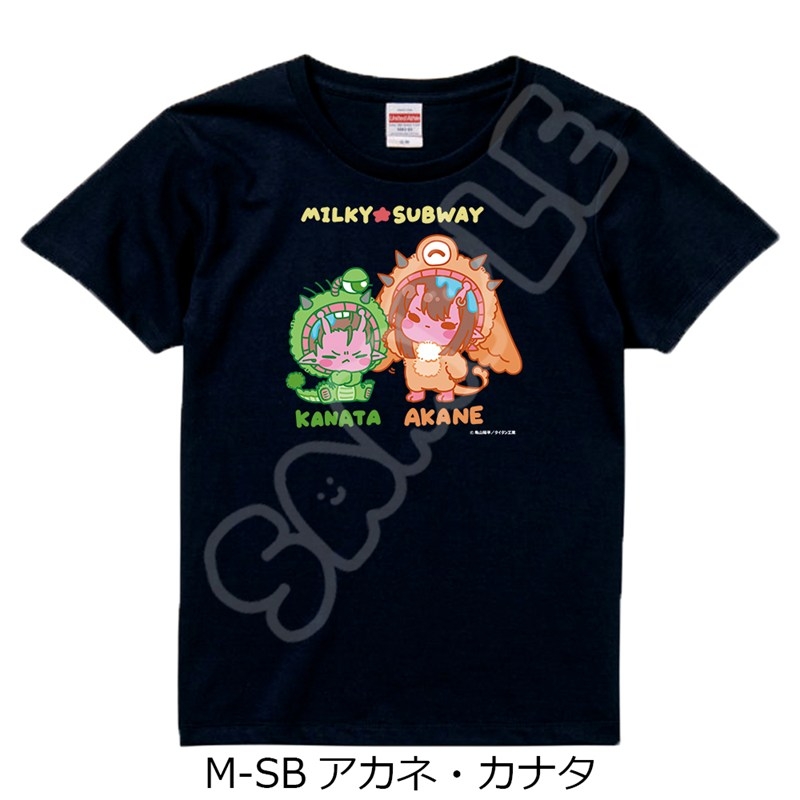 アニメ『銀河特急 ミルキー☆サブウェイ』 Tシャツ(mochocho第2弾) M-SB(アカネ・カナタ) ブラック Lサイズ - AniSmile
