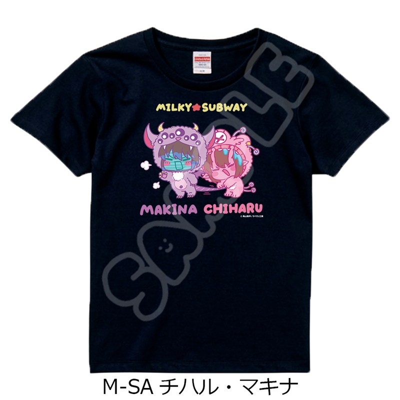 アニメ『銀河特急 ミルキー☆サブウェイ』 Tシャツ(mochocho第2弾) M-SA(チハル・マキナ) ブラック Sサイズ - AniSmile