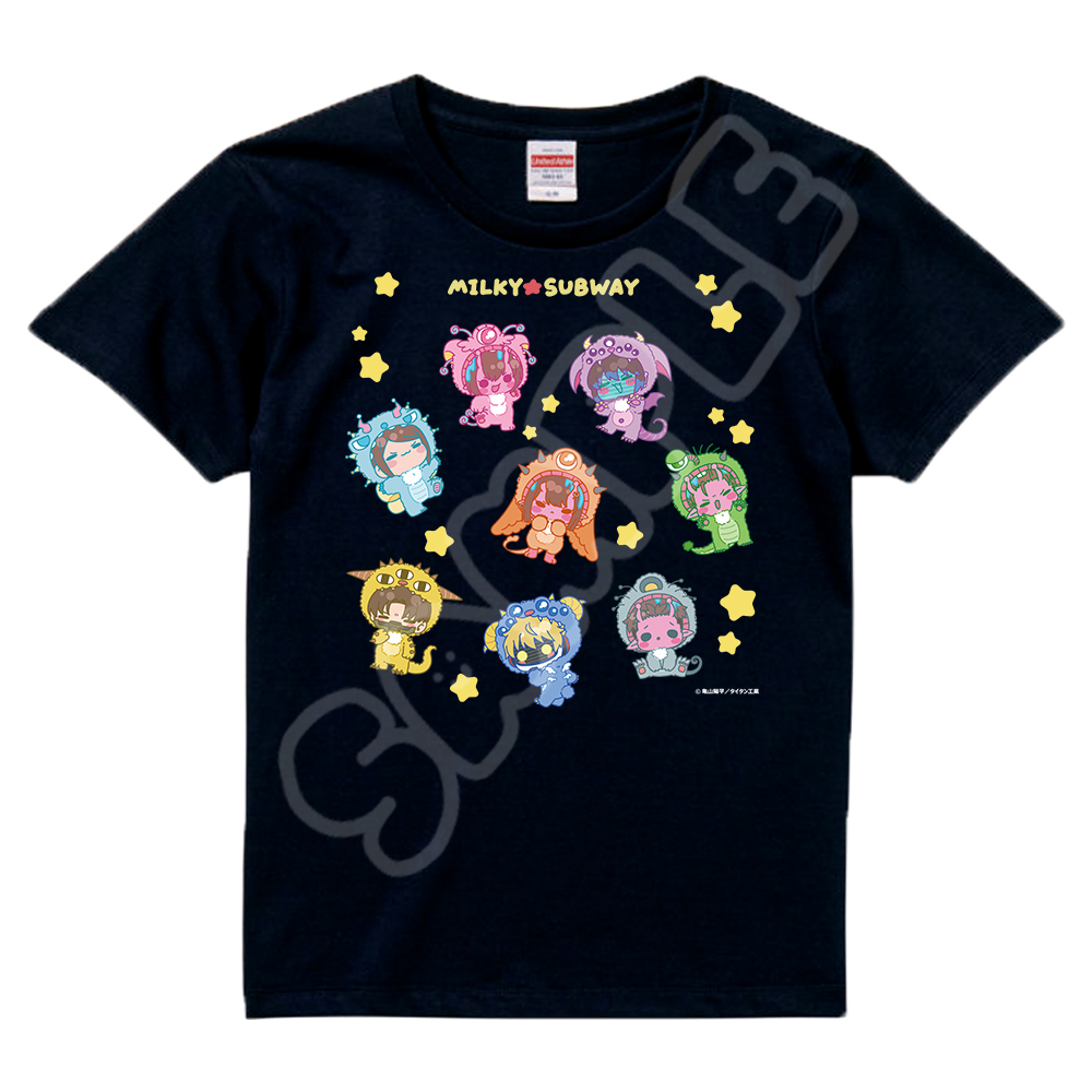 アニメ『銀河特急 ミルキー☆サブウェイ』 Tシャツ(mochocho第2弾) M-SD(集合) ブラック Sサイズ 画像 3 | AniSmile