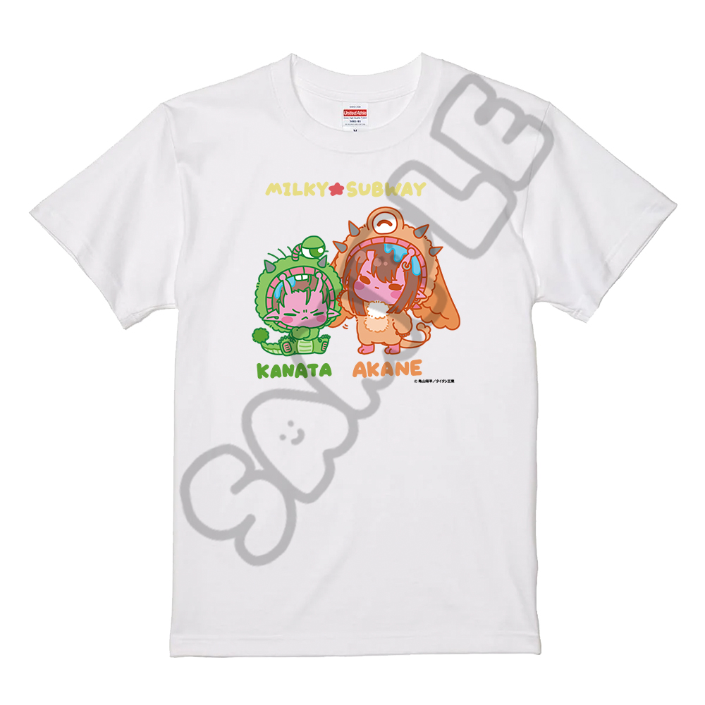 アニメ『銀河特急 ミルキー☆サブウェイ』 Tシャツ(mochocho第2弾) M-SB(アカネ・カナタ) ホワイト Sサイズ 图片 3 | AniSmile