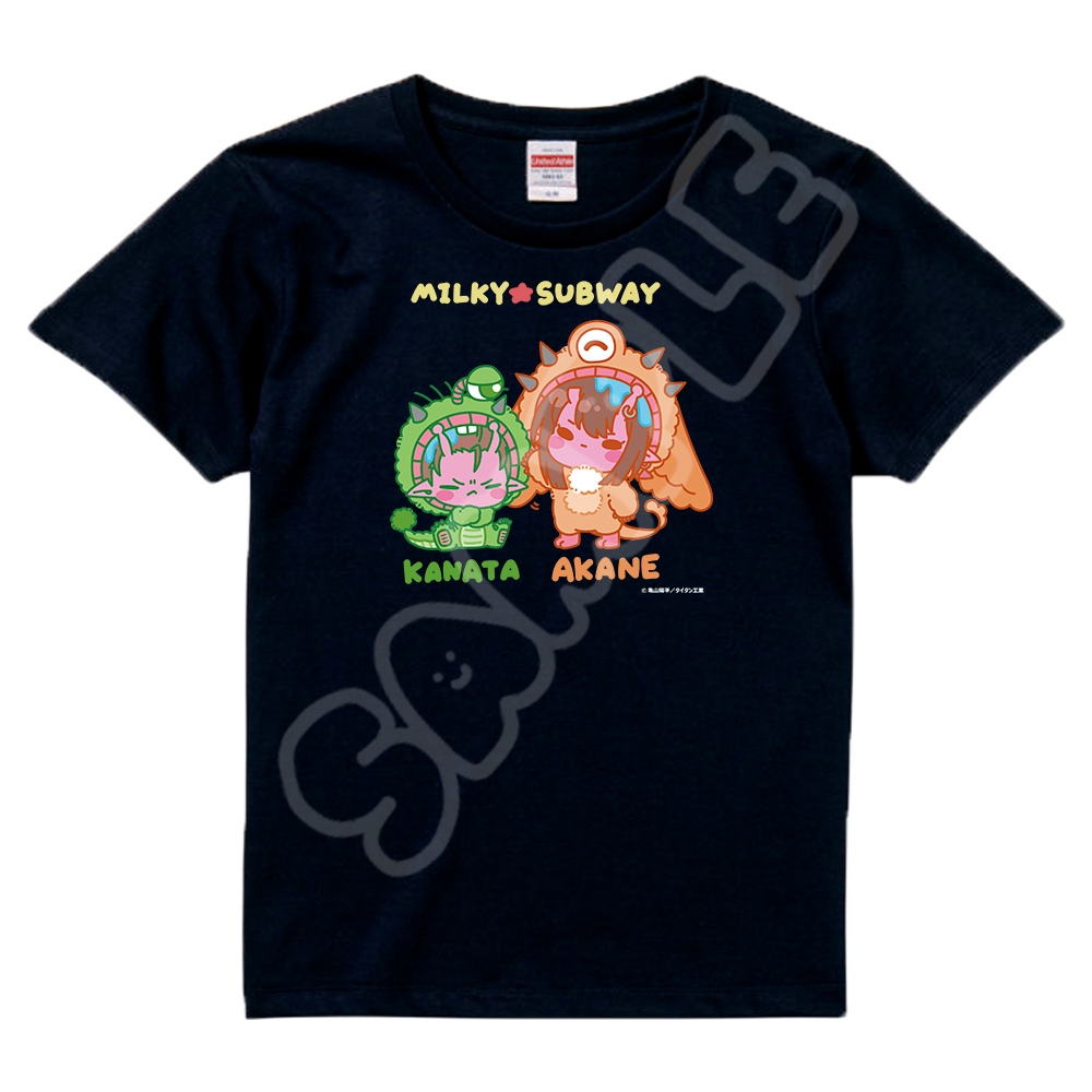 アニメ『銀河特急 ミルキー☆サブウェイ』 Tシャツ(mochocho第2弾) M-SB(アカネ・カナタ) ブラック Sサイズ 画像 3 | AniSmile