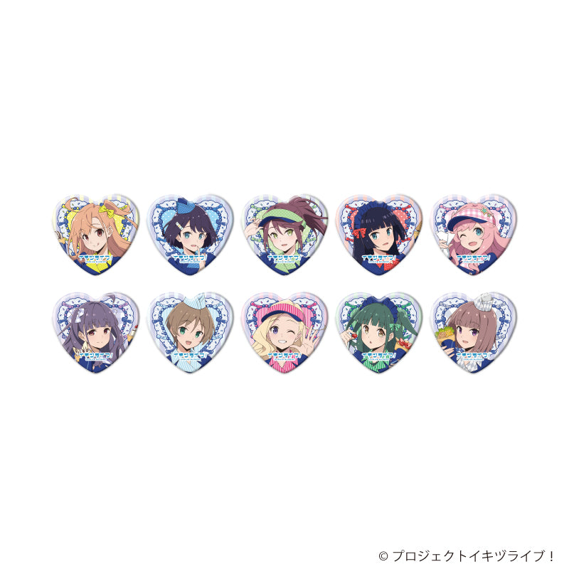 ハート型缶バッジ「イキヅライブ! LOVELIVE! BLUEBIRD」01/クレープver. トレーディング(全10種)(描き下ろしイラスト) - AniSmile