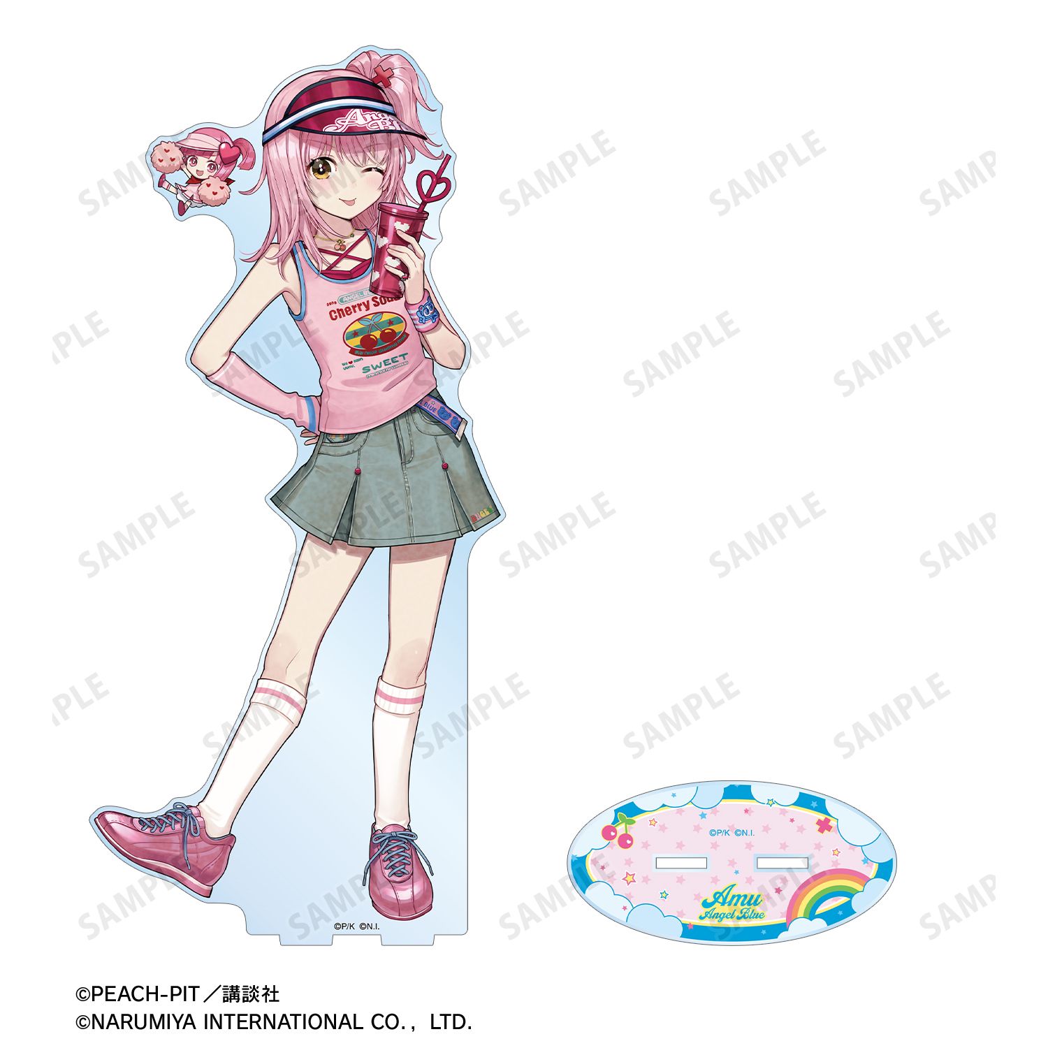 『しゅごキャラ!』 ナルミヤキャラクターズコラボ チェリ子さんイラスト 日奈森 あむ ANGEL BLUE 特大アクリルスタンド Image 3 | AniSmile