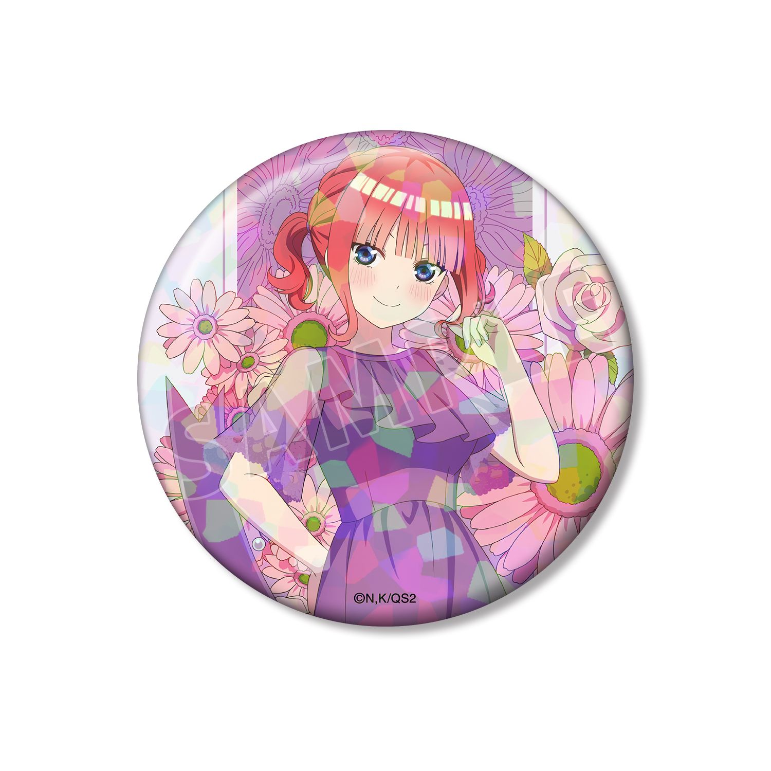 五等分の花嫁* 描き下ろし 中野二乃 ハーバリウムver. 75mmホログラム缶バッジ - AniSmile