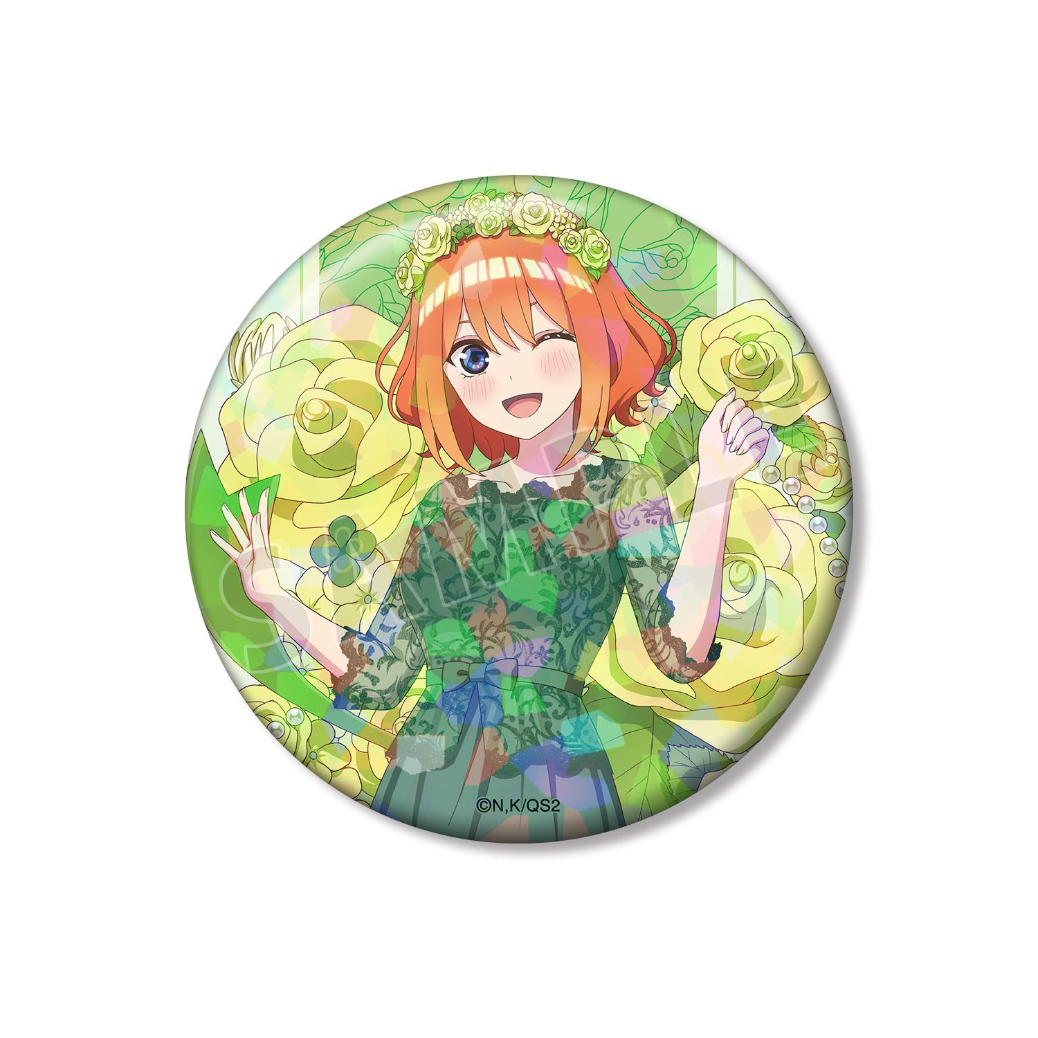 五等分の花嫁* 描き下ろし 中野四葉 ハーバリウムver. 75mmホログラム缶バッジ - AniSmile