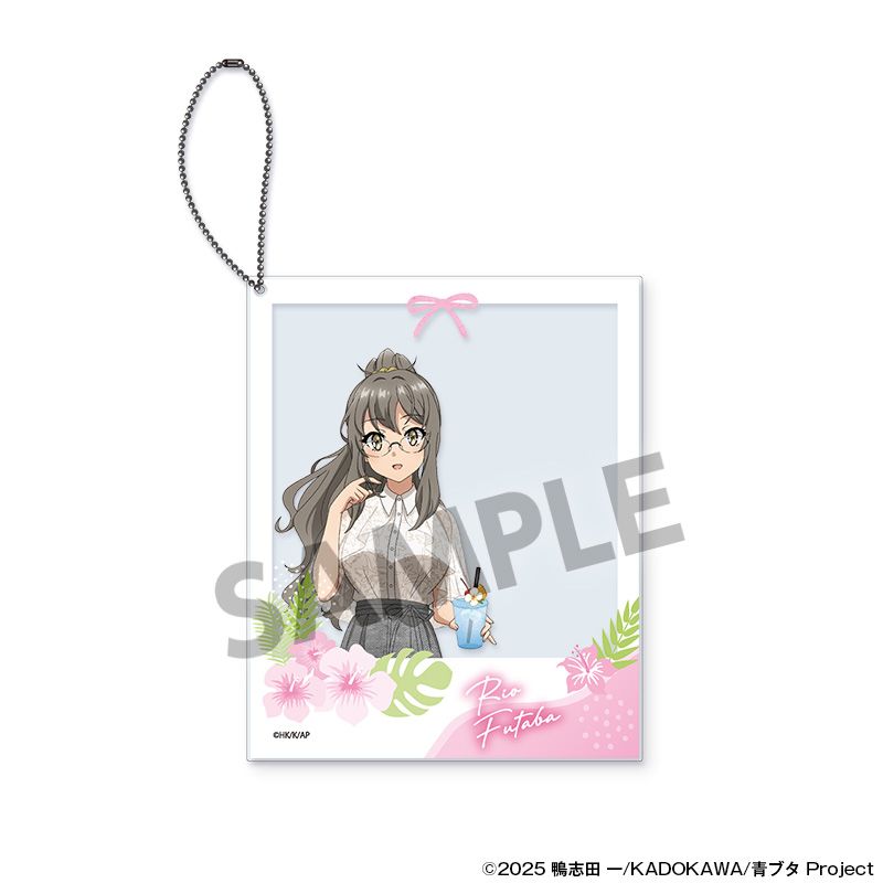 青春ブタ野郎シリーズ 描き下ろしポラロイド風アクリルキーホルダー 双葉理央 バカンス ver. - AniSmile