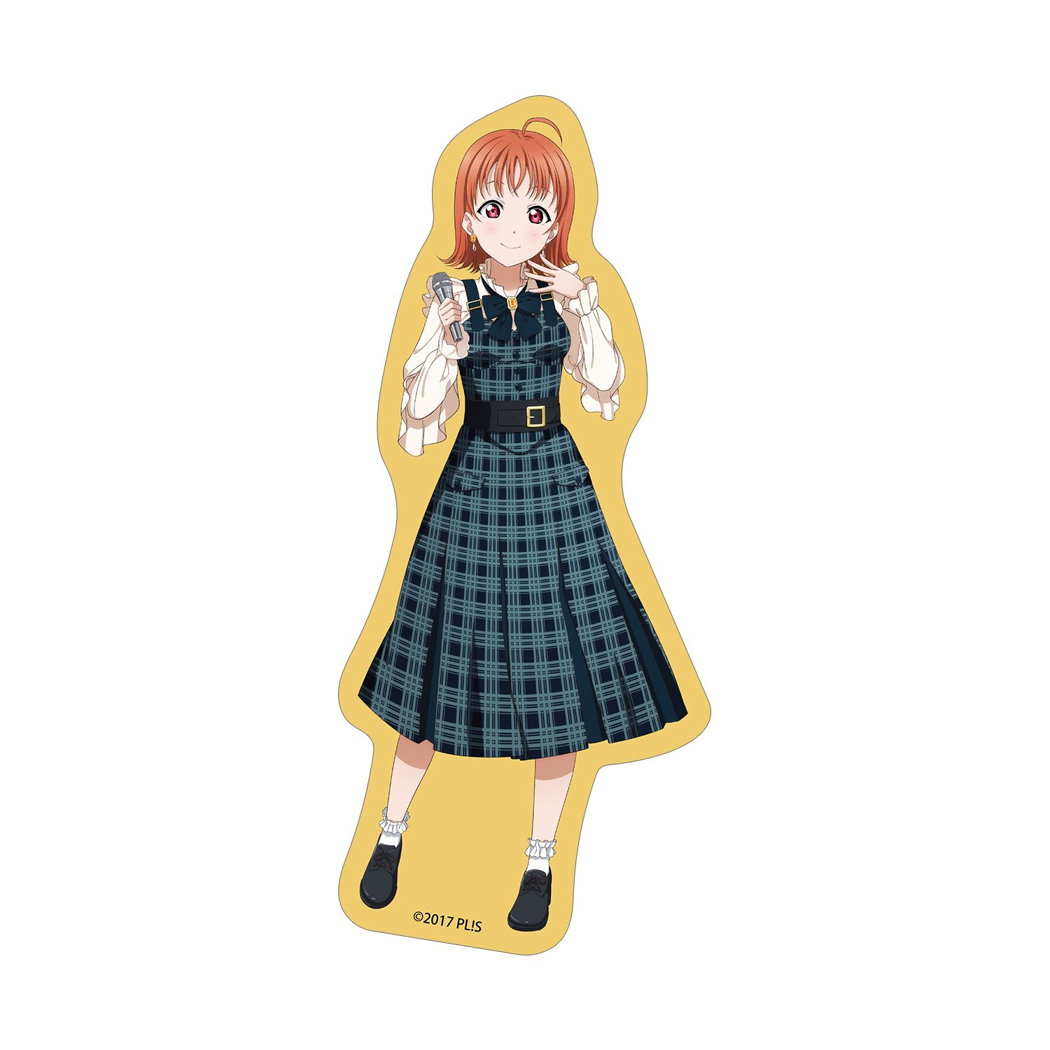 ラブライブ!サンシャイン!! 描き下ろし 高海千歌 チェックワンピース衣装ver. ダイカットステッカー - AniSmile