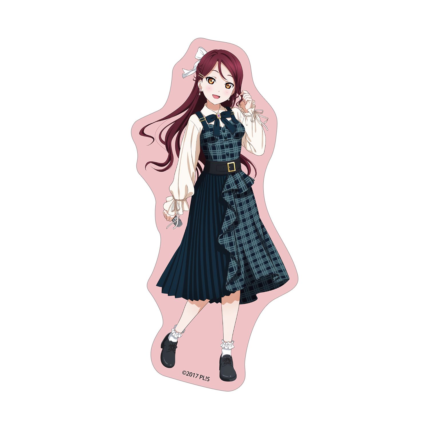 ラブライブ!サンシャイン!! 描き下ろし 桜内梨子 チェックワンピース衣装ver. ダイカットステッカー - AniSmile
