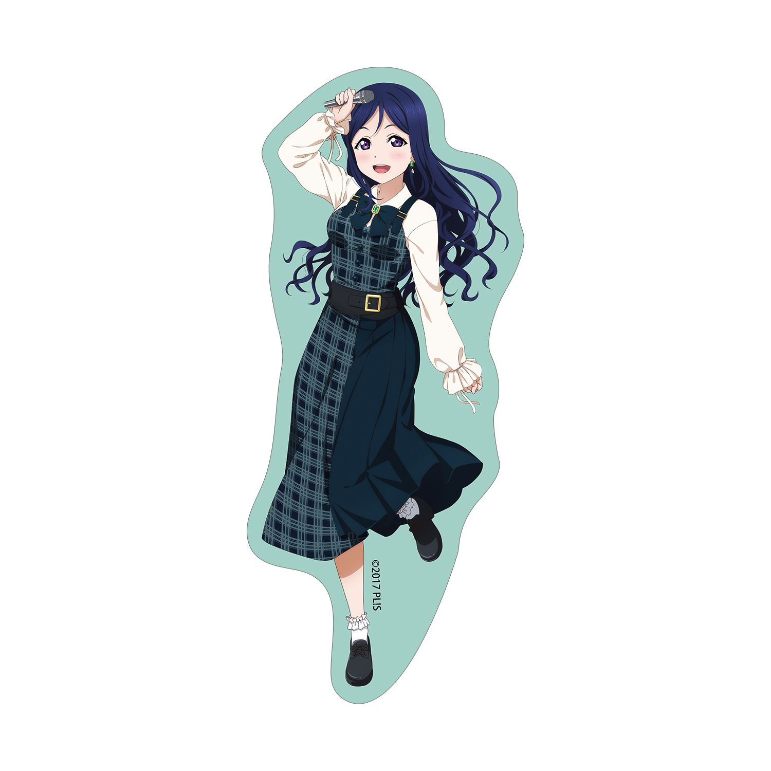 ラブライブ!サンシャイン!! 描き下ろし 松浦果南 チェックワンピース衣装ver. ダイカットステッカー - AniSmile