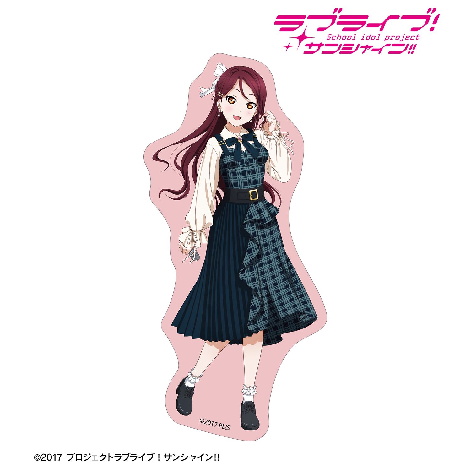 ラブライブ!サンシャイン!! 描き下ろし 桜内梨子 チェックワンピース衣装ver. ダイカットステッカー 图片 2 | AniSmile