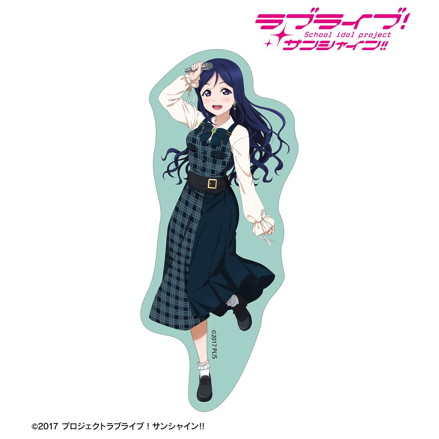ラブライブ!サンシャイン!! 描き下ろし 松浦果南 チェックワンピース衣装ver. ダイカットステッカー Image 2 | AniSmile