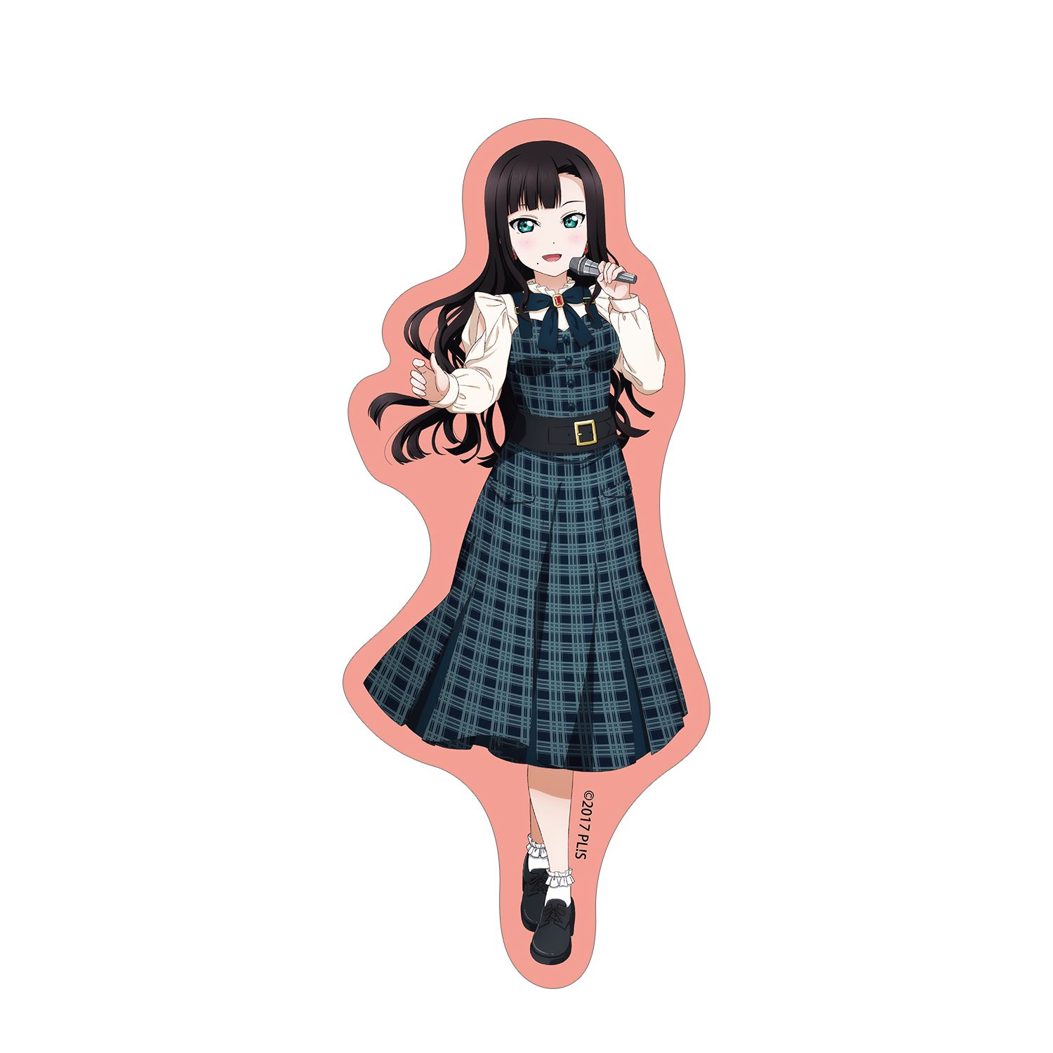 ラブライブ!サンシャイン!! 描き下ろし 黒澤ダイヤ チェックワンピース衣装ver. ダイカットステッカー - AniSmile