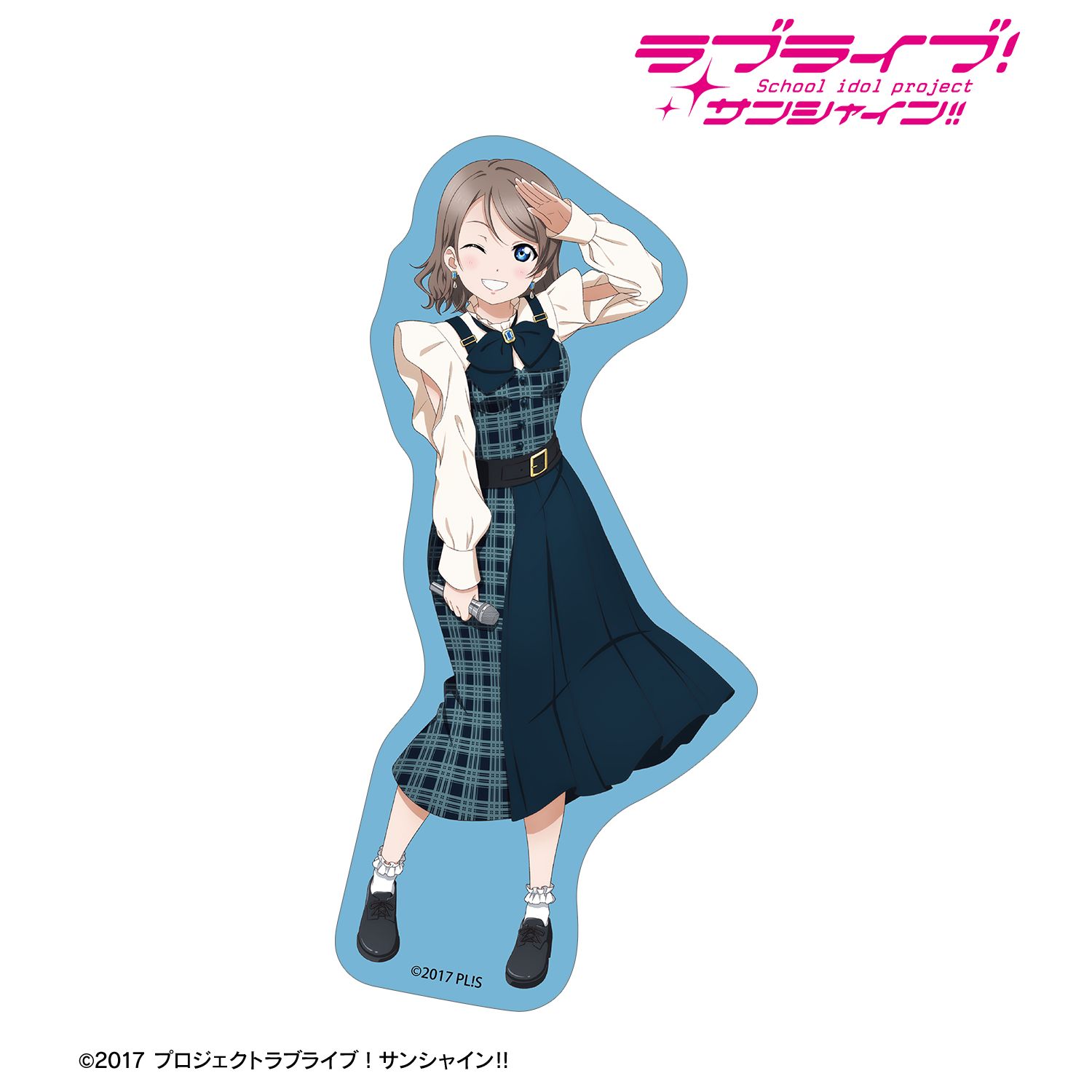 ラブライブ!サンシャイン!! 描き下ろし 渡辺 曜 チェックワンピース衣装ver. ダイカットステッカー 图片 2 | AniSmile