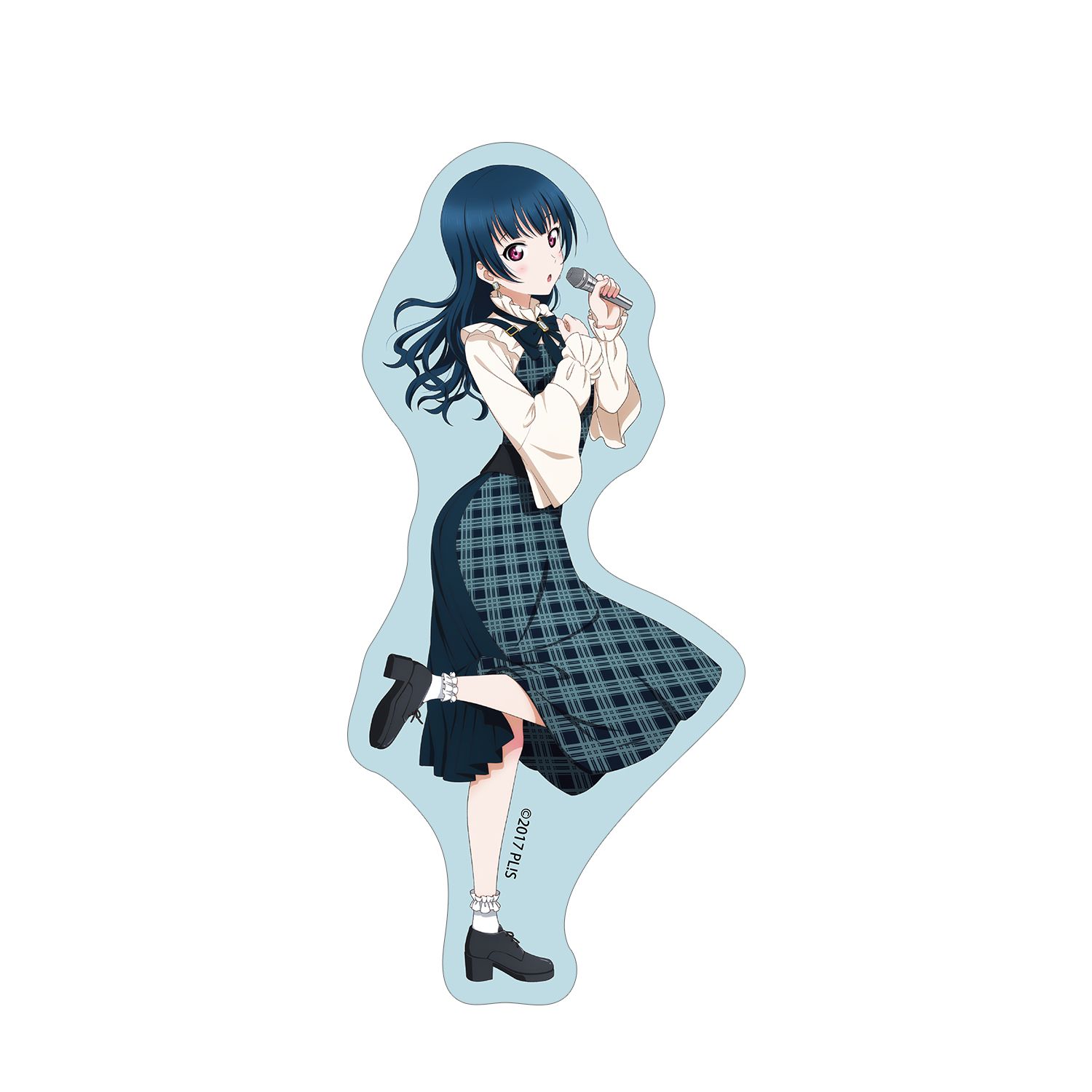 ラブライブ!サンシャイン!! 描き下ろし 津島善子 チェックワンピース衣装ver. ダイカットステッカー - AniSmile