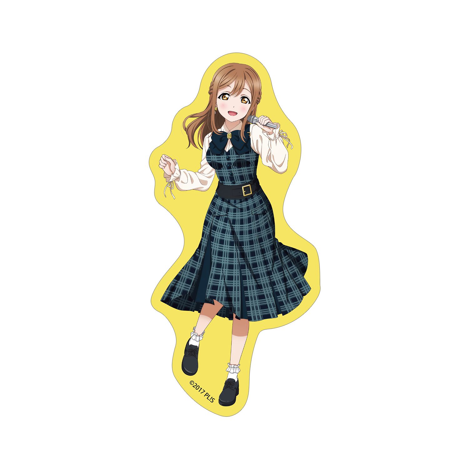 ラブライブ!サンシャイン!! 描き下ろし 国木田花丸 チェックワンピース衣装ver. ダイカットステッカー - AniSmile