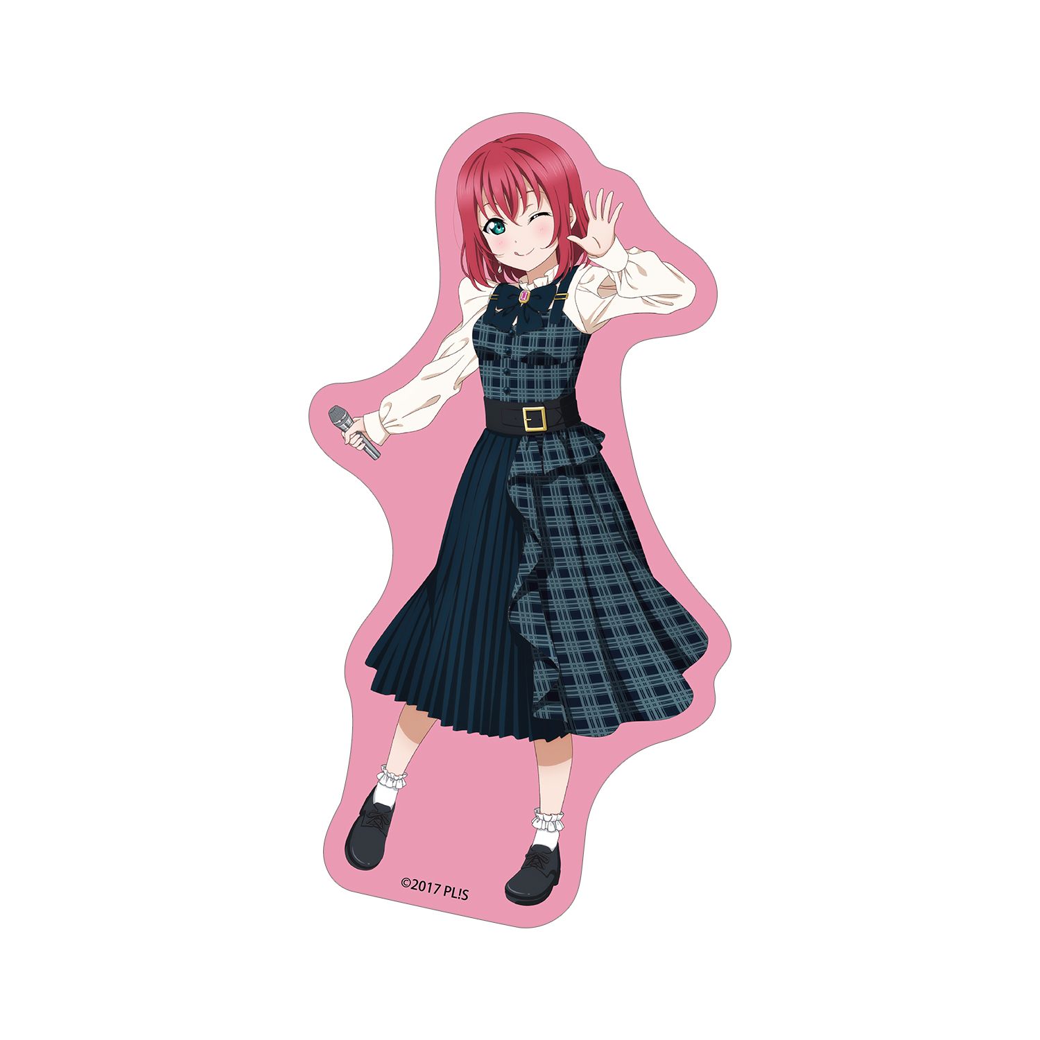 ラブライブ!サンシャイン!! 描き下ろし 黒澤ルビィ チェックワンピース衣装ver. ダイカットステッカー - AniSmile