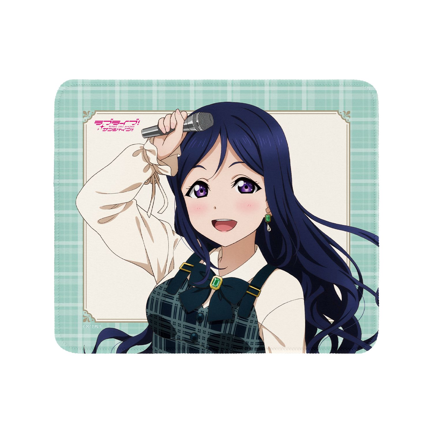 ラブライブ!サンシャイン!! 描き下ろし 松浦果南 チェックワンピース衣装ver. マウスパッド - AniSmile
