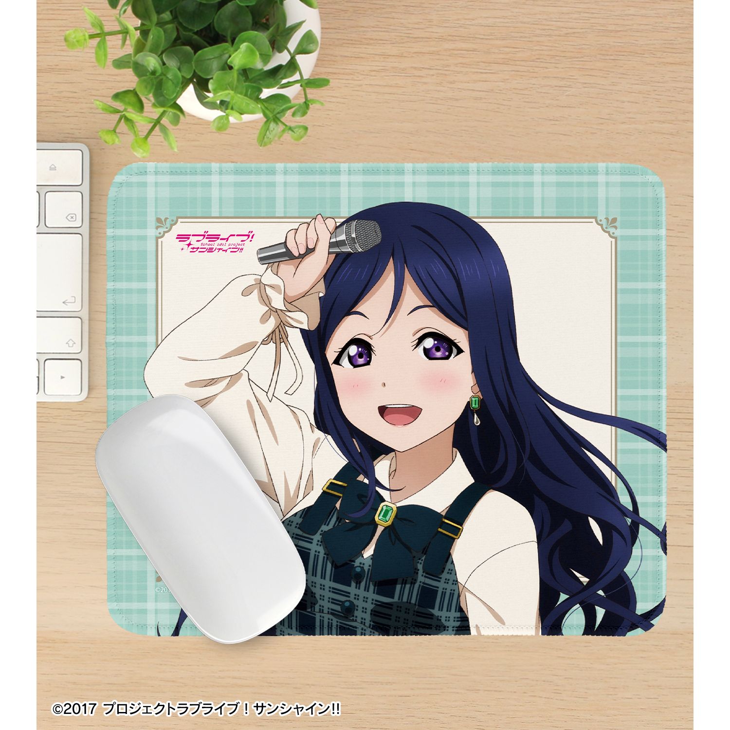 ラブライブ!サンシャイン!! 描き下ろし 松浦果南 チェックワンピース衣装ver. マウスパッド 图片 3 | AniSmile