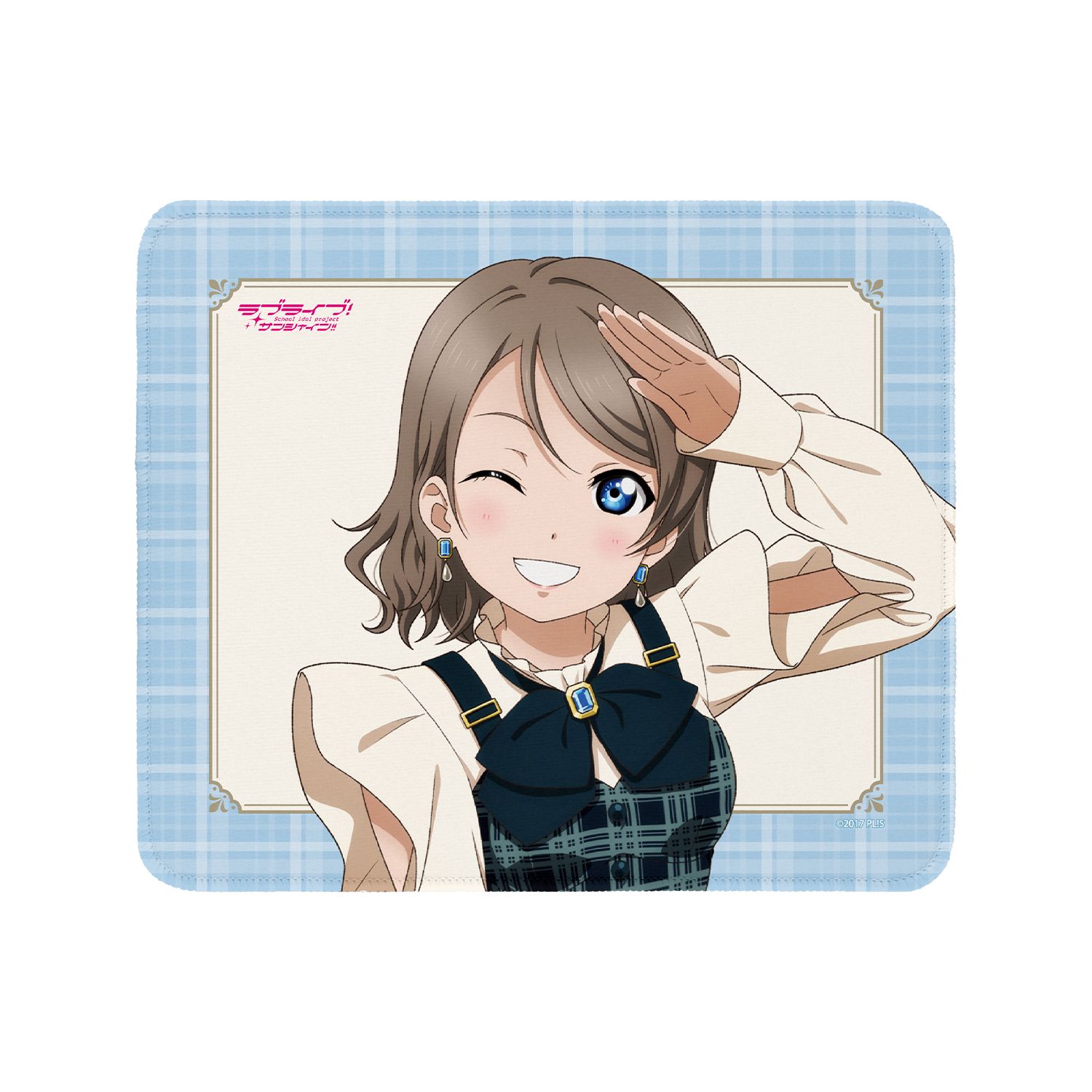 ラブライブ!サンシャイン!! 描き下ろし 渡辺 曜 チェックワンピース衣装ver. マウスパッド - AniSmile