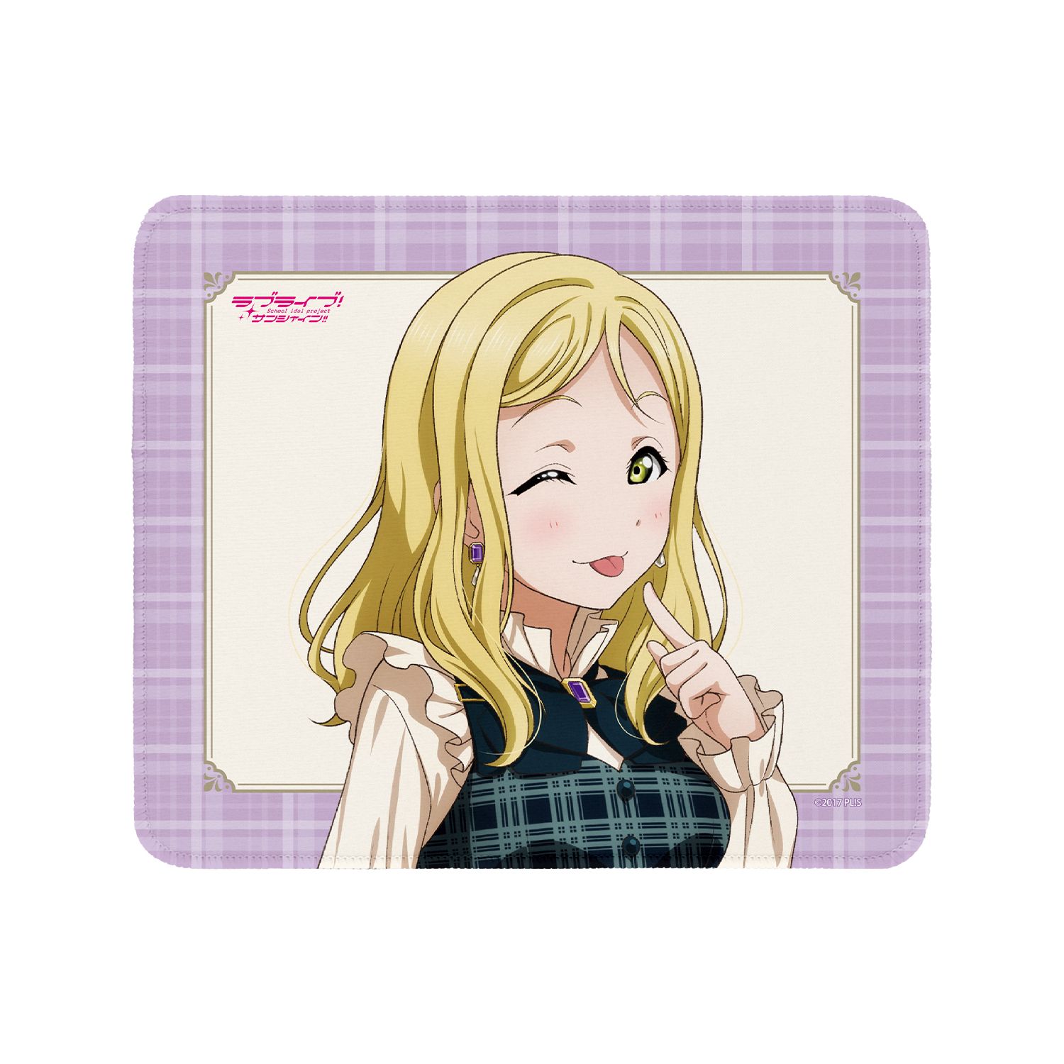 ラブライブ!サンシャイン!! 描き下ろし 小原鞠莉 チェックワンピース衣装ver. マウスパッド - AniSmile