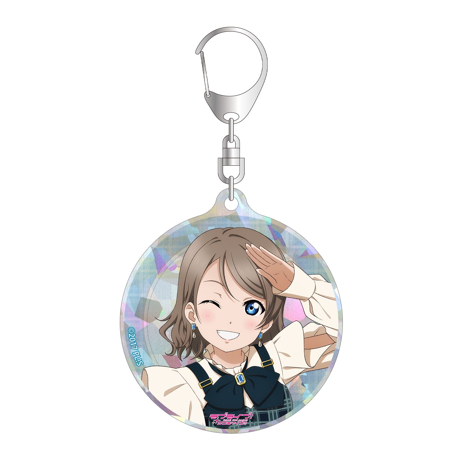 ラブライブ!サンシャイン!! 描き下ろし 渡辺 曜 チェックワンピース衣装ver. ホログラムアクリルキーホルダー - AniSmile