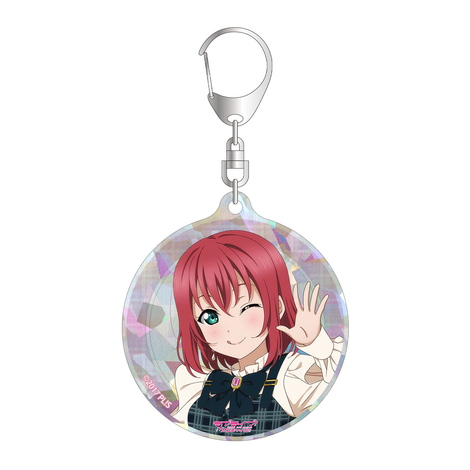 ラブライブ!サンシャイン!! 描き下ろし 黒澤ルビィ チェックワンピース衣装ver. ホログラムアクリルキーホルダー - AniSmile
