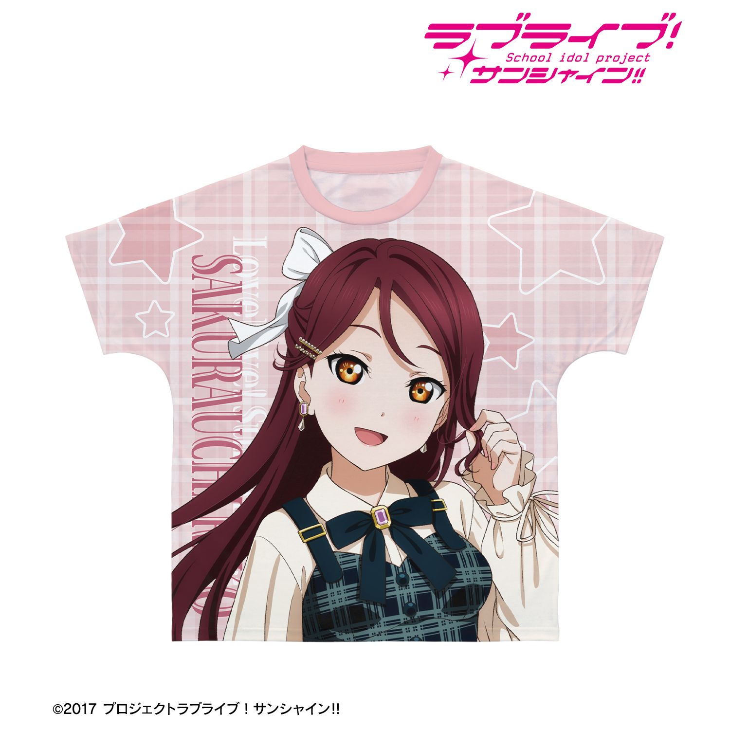 ラブライブ!サンシャイン!! 描き下ろし 桜内梨子 チェックワンピース衣装ver. フルグラフィックTシャツユニセックス(サイズ/XS) - AniSmile