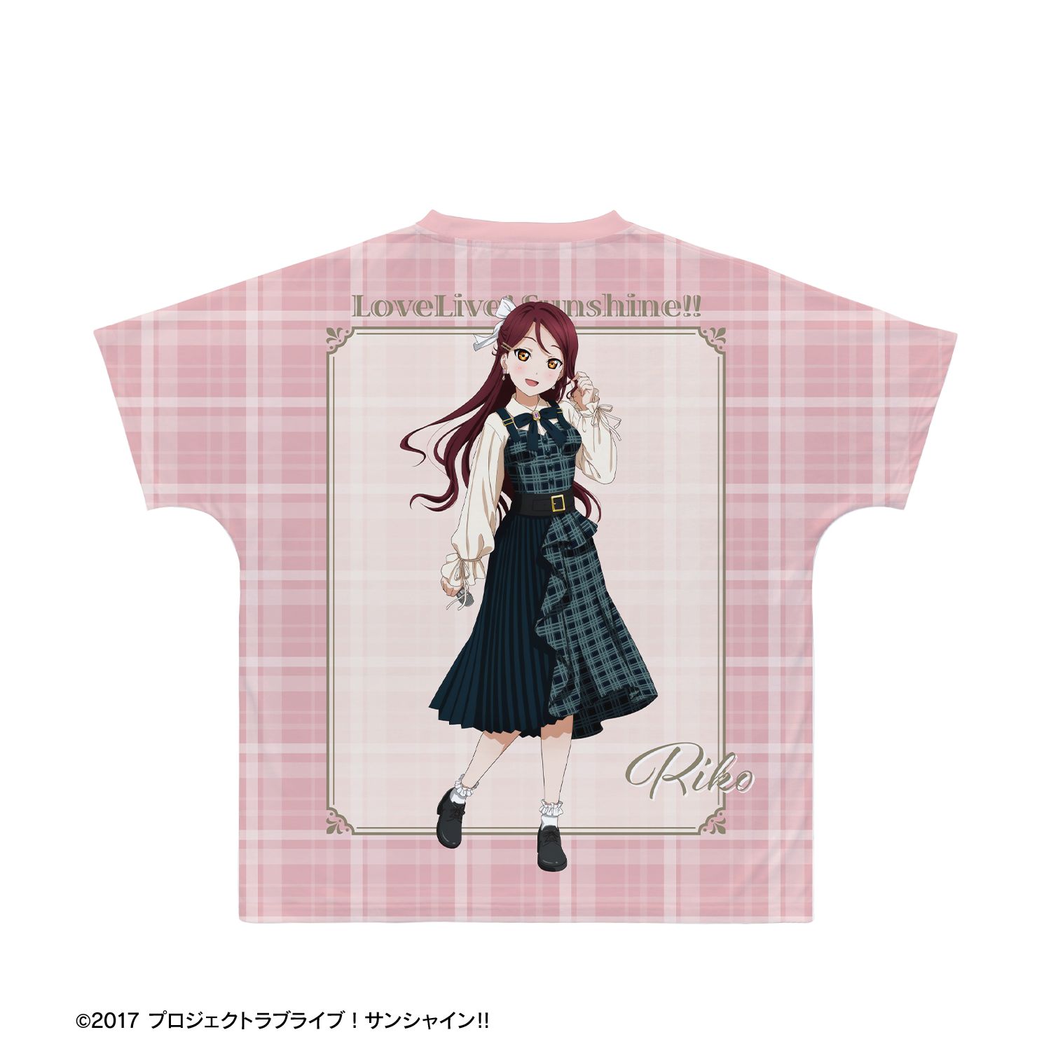 ラブライブ!サンシャイン!! 描き下ろし 桜内梨子 チェックワンピース衣装ver. フルグラフィックTシャツユニセックス(サイズ/S) Image 3 | AniSmile