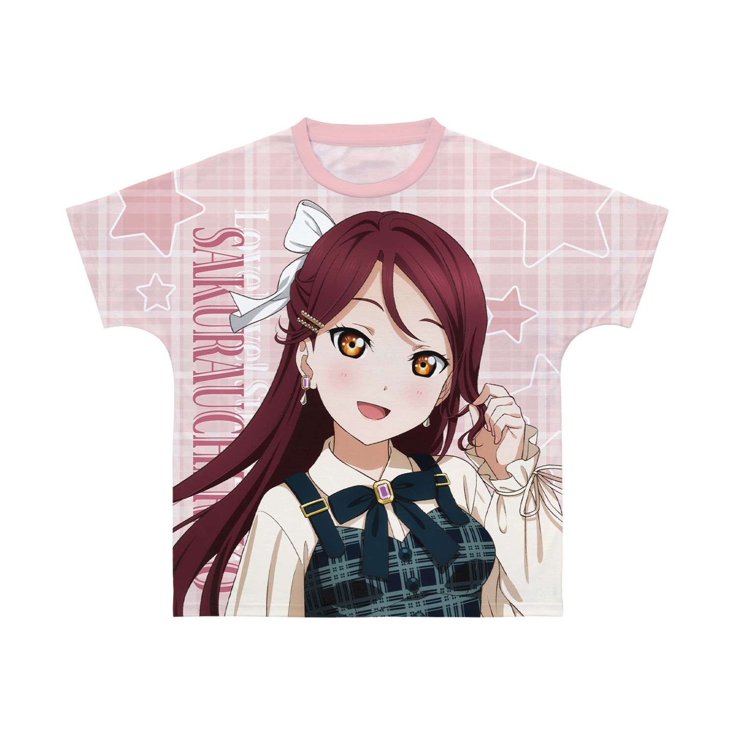 ラブライブ!サンシャイン!! 描き下ろし 桜内梨子 チェックワンピース衣装ver. フルグラフィックTシャツユニセックス(サイズ/XXL) - AniSmile